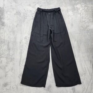 Vintage SAM Pants Womens L Black Sheer Pull On Wide Leg Tie Waist Formal Elegant